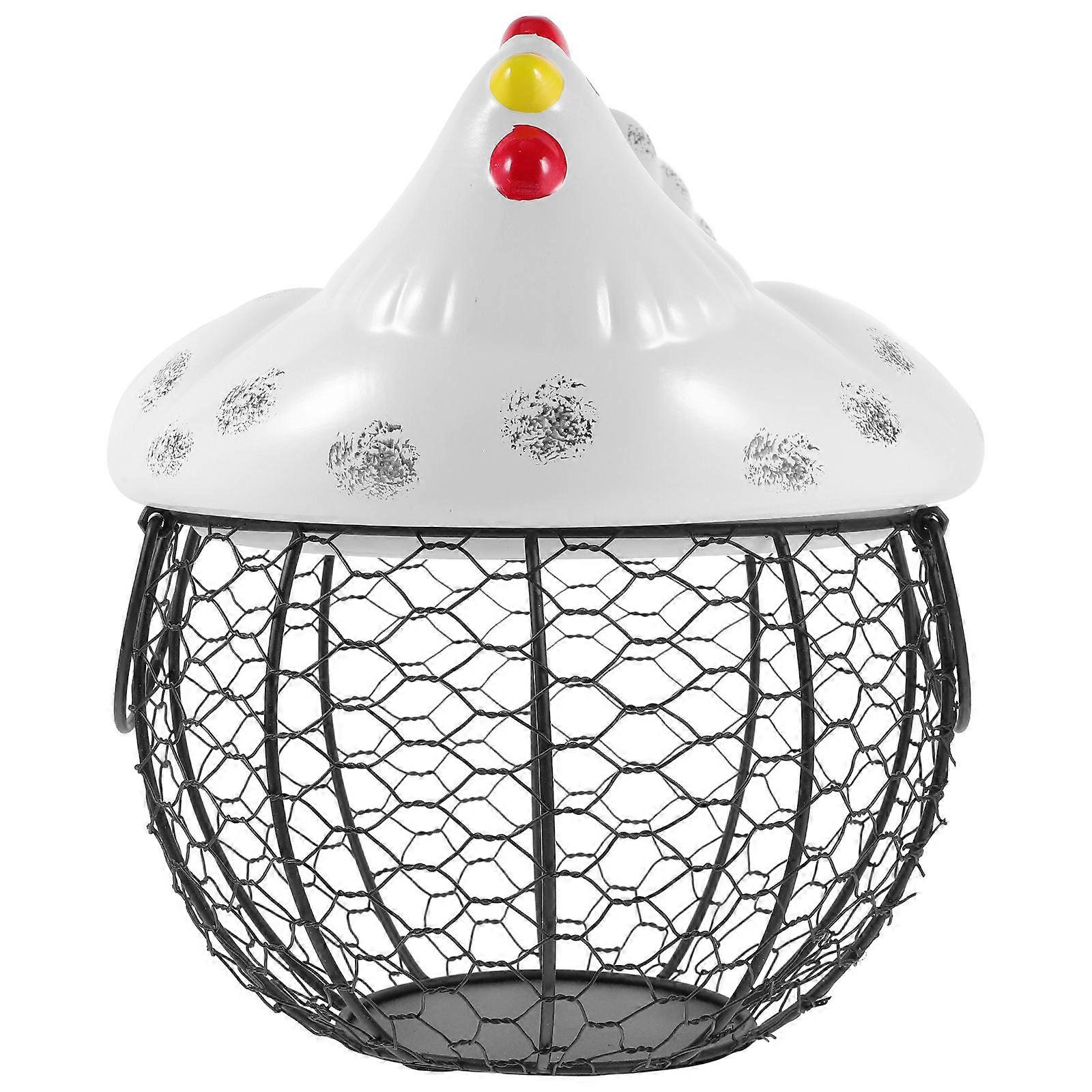 Iron Art Storage Basket for Eggs and Fruit 1Pcs Chicken Shape Container