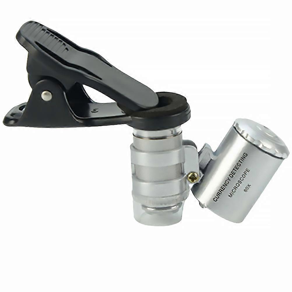Currency Microscope 60X for Magnifying Use 2Pcs Clip-on Type Silver