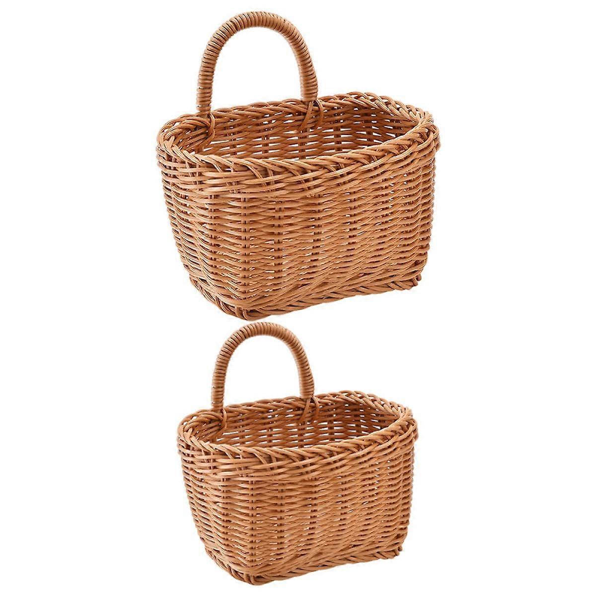 Hanging Wall Storage Basket Set, Durable Woven Organizer for Kitchen Vegetables and Fruit, 2pcs