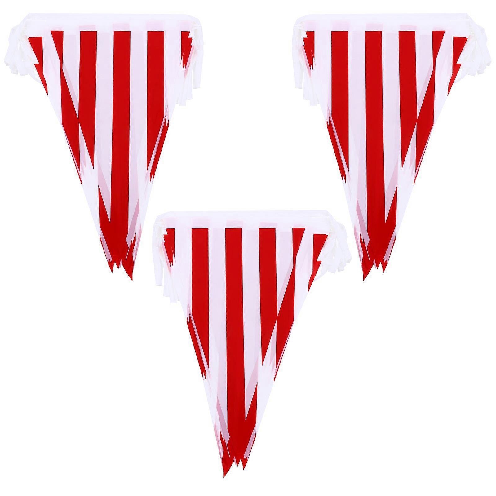 3pcs Stripe Design Hanging Flags Lovely Circus Carnival String Flags Decorations