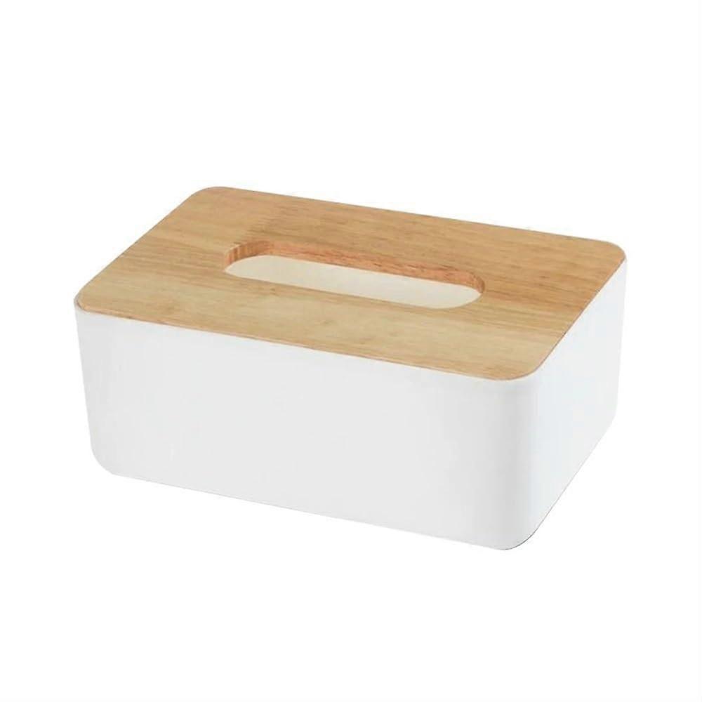 White Wooden Rectangular Tissue Box Cover Elegant Modern Design for Home Office Hotel