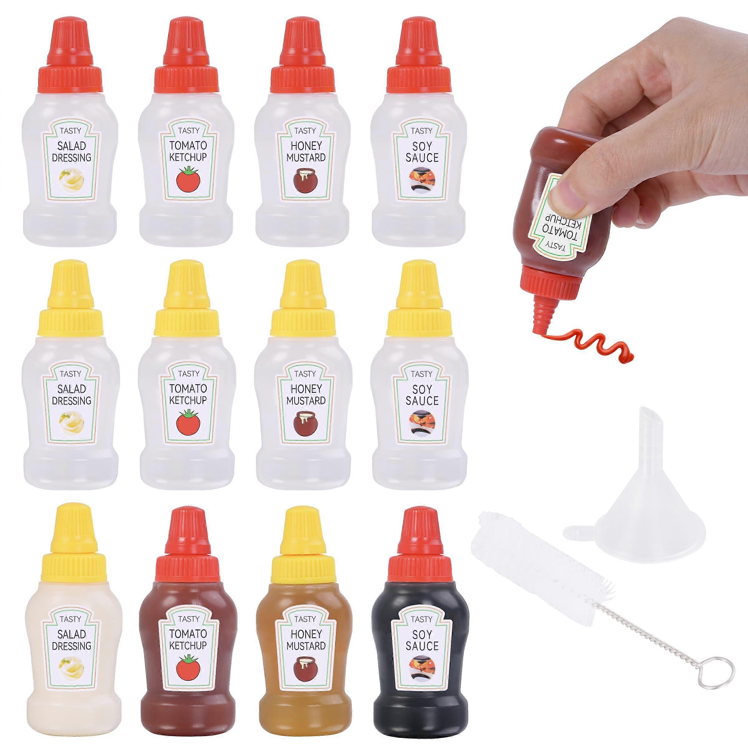12Pcs Mini Condiment Bottles Leakproof Reusable Squeeze Containers for Lunch Travel 25ml