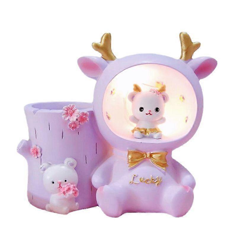 Cute rabbit pen holder light multifunctional star light storage pen holder