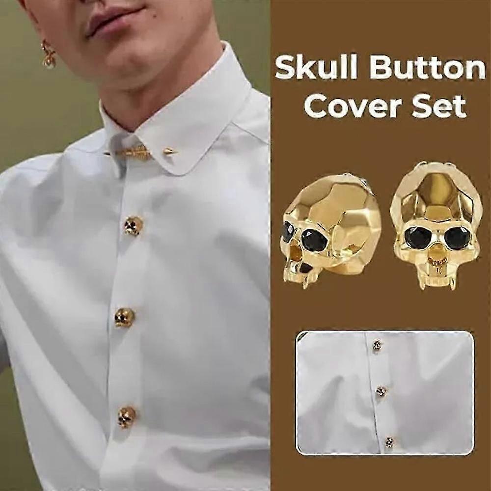 Skull Button Cover Set, Gothic Skull Button Covers for Men