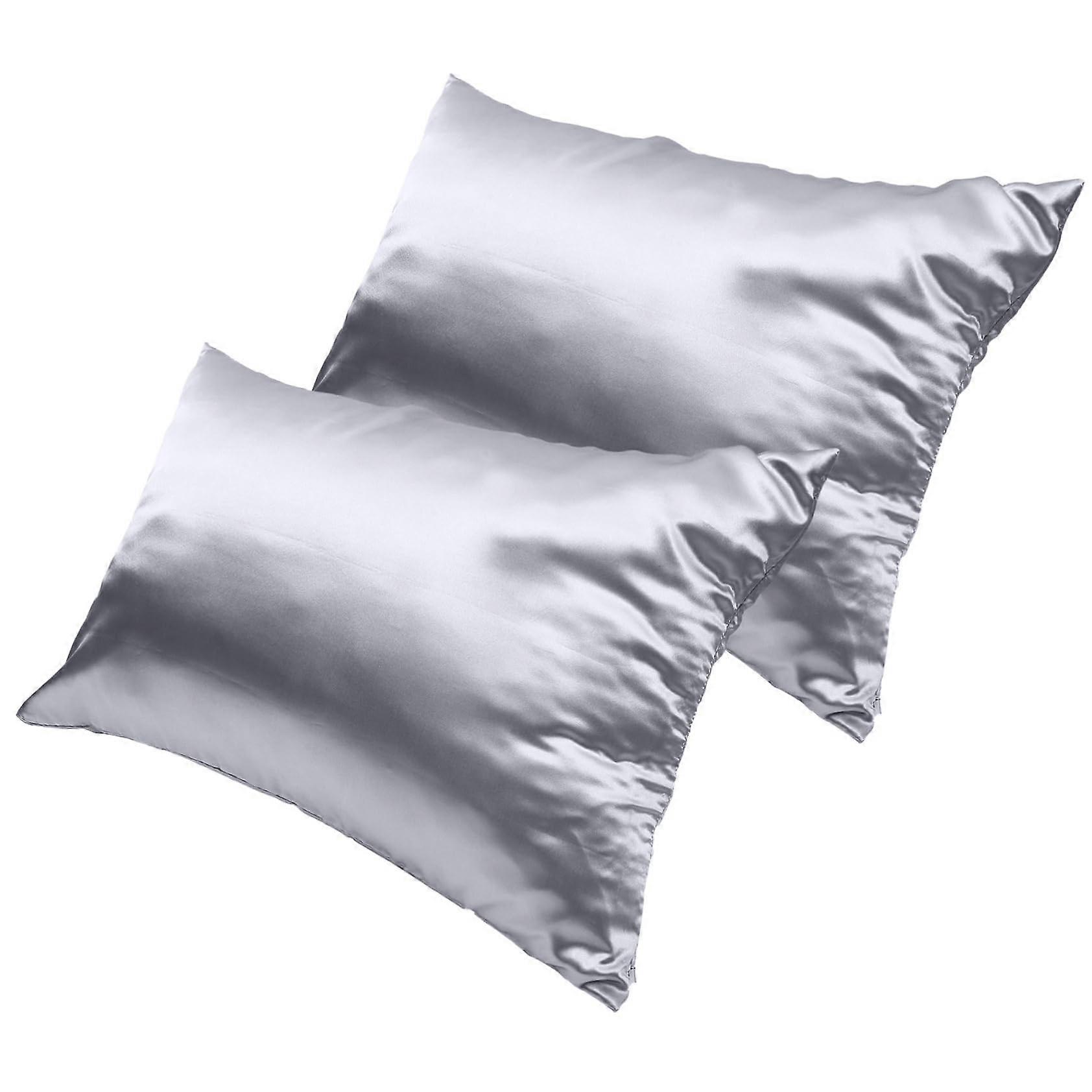 2pcs Solid Color Polyester Pillowcases with Zipper Closure Soft Breathable Covers for Bedroom Decor