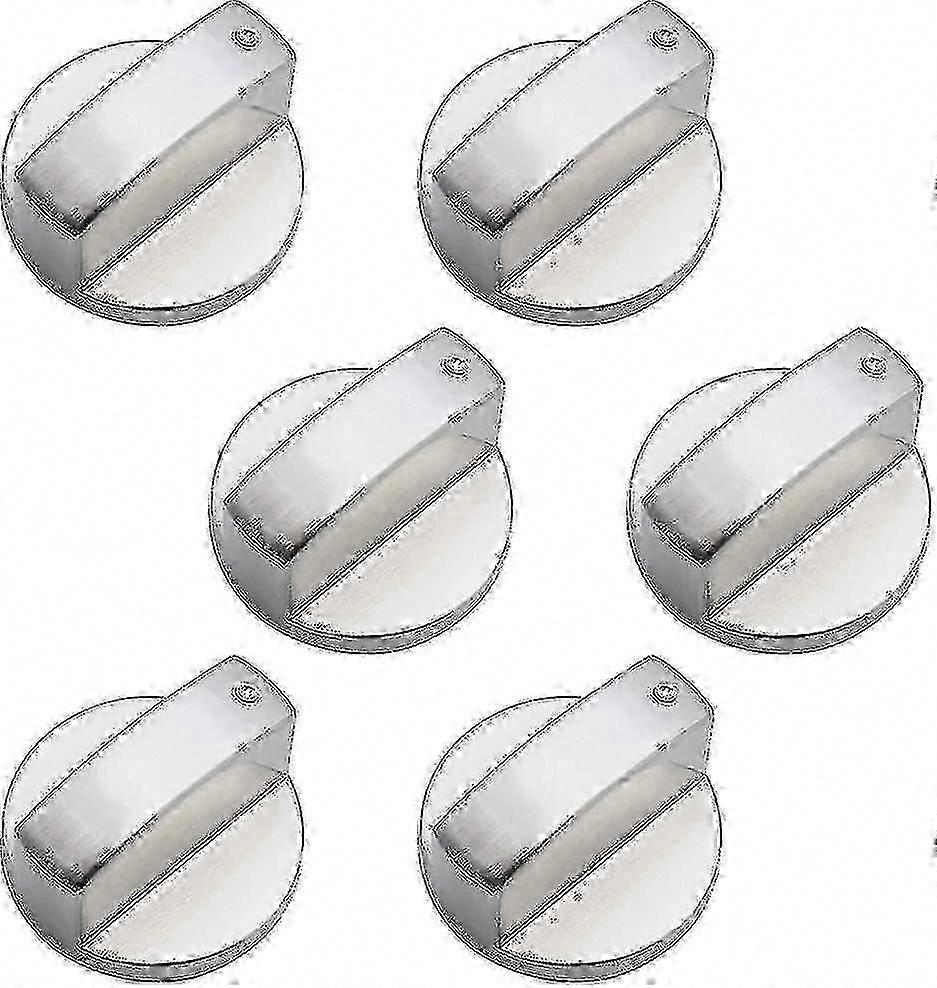 Six universal metal gas stove knobs, 6mm control knobs, suitable for cooktops, ovens, and stoves.