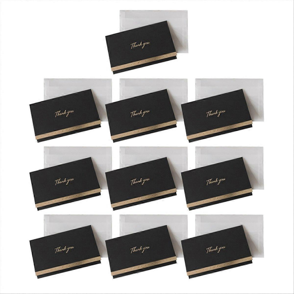 10PC Wedding Greeting Card with Envelopes,Thank You Notes Black