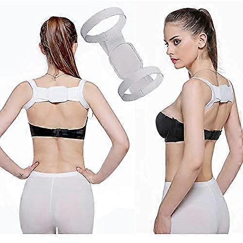 Posture Corrector Back Brace Adjustable Dual Strap Upper Back and Shoulder Support White M