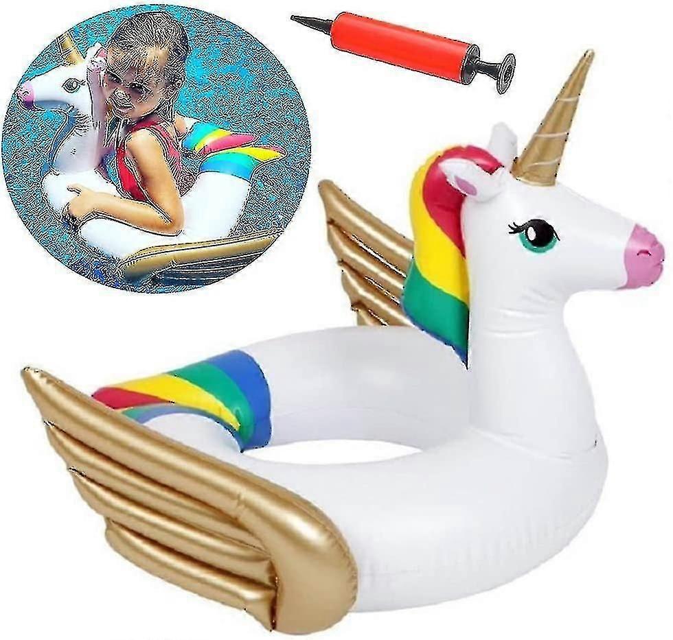 Unicorn Swimming Ring, Inflatable 60cm Kids Summer Pool Float with Quick Valve