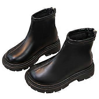 Bottes pour filles, bottes mi-mollet confortables pour l'hiver, en cuir résistant et décontracté, pour adolescentes, pointure 4-4,5 ans, modèle Z04 noir.