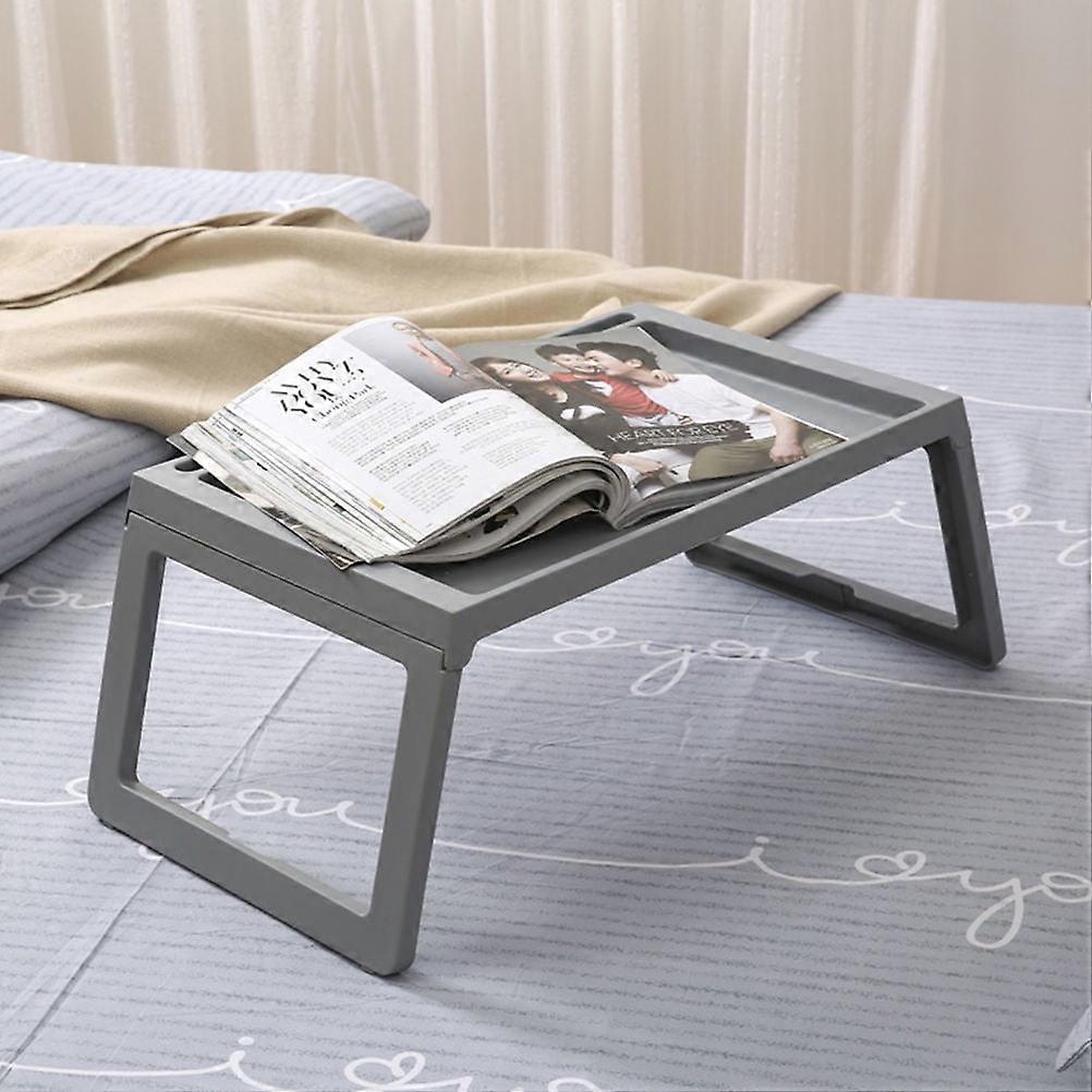 Folding Bed Tray 1Pcs Rectangular Grey Plastic Foldable Bed Table for Serving Breakfast and Dinner Tray