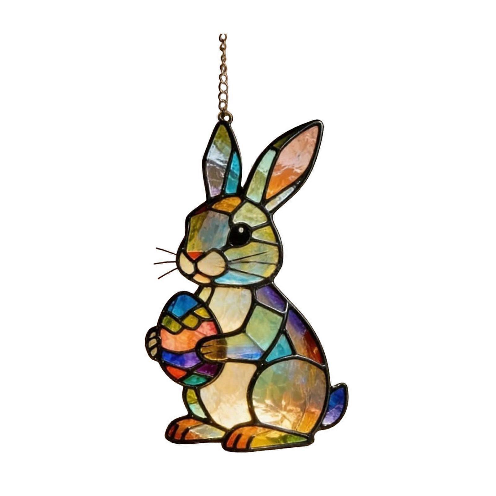 Easter Bunny Acrylic Suncatcher Stained Interactive Toy for Small Medi