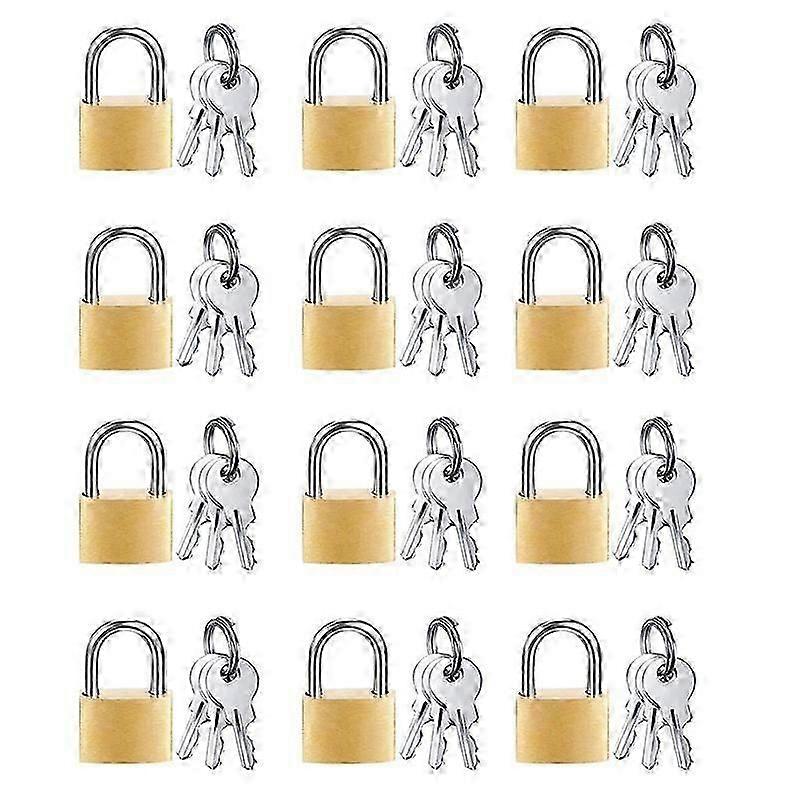 12 Pack Mini Padlock Small Padlock Solid Brass Locks with 3 Key for Luggage Lock,Backpack,Gym Locker