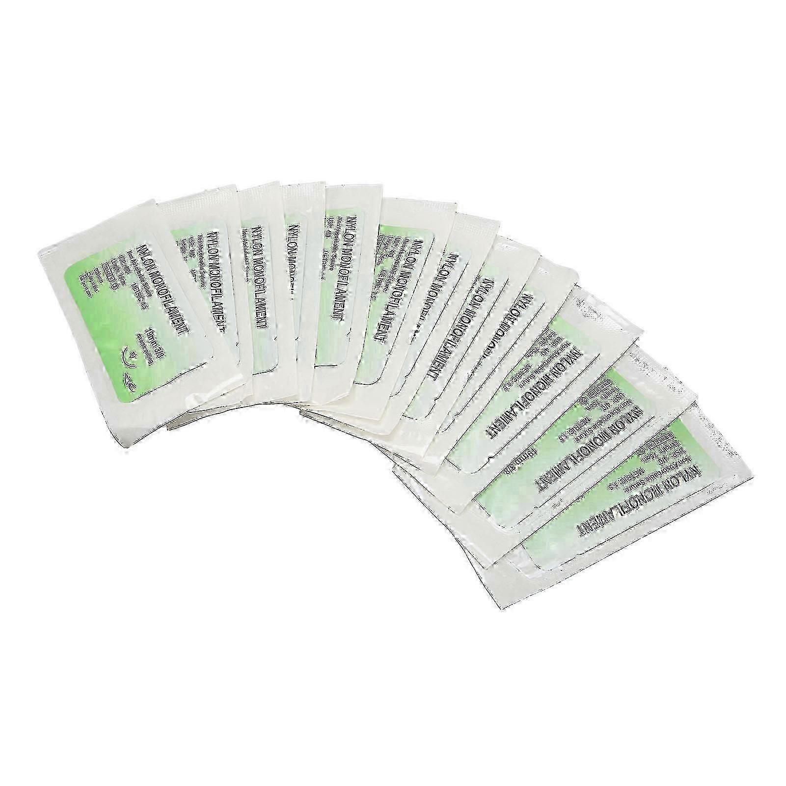 12pcs Suture Practice Thread Individual Package Nylon Suturing Thread Set with Curved Needle 4/0