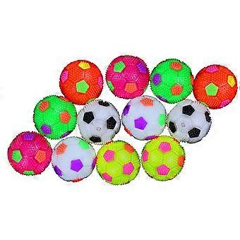 Plastic stuiterballen met stekels, 12 stuks, piepend en stuiterend.