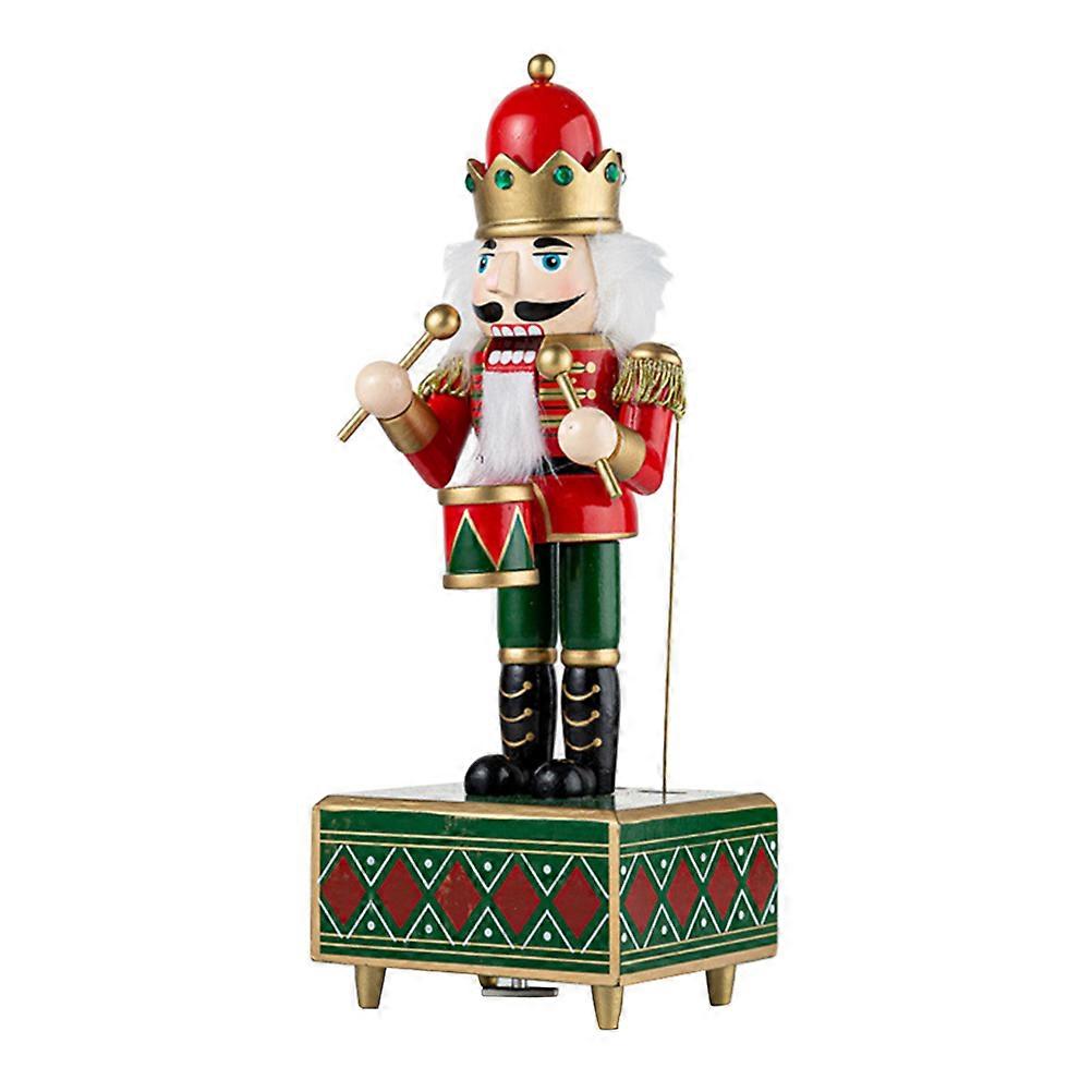 Nutcracker Music Box Wooden Nutcracker Decor Featuring Drumplaying Design