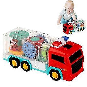 Transparent Fire Truck Toy for Kids with Colour Changing Lights, Music & Durable PP Body