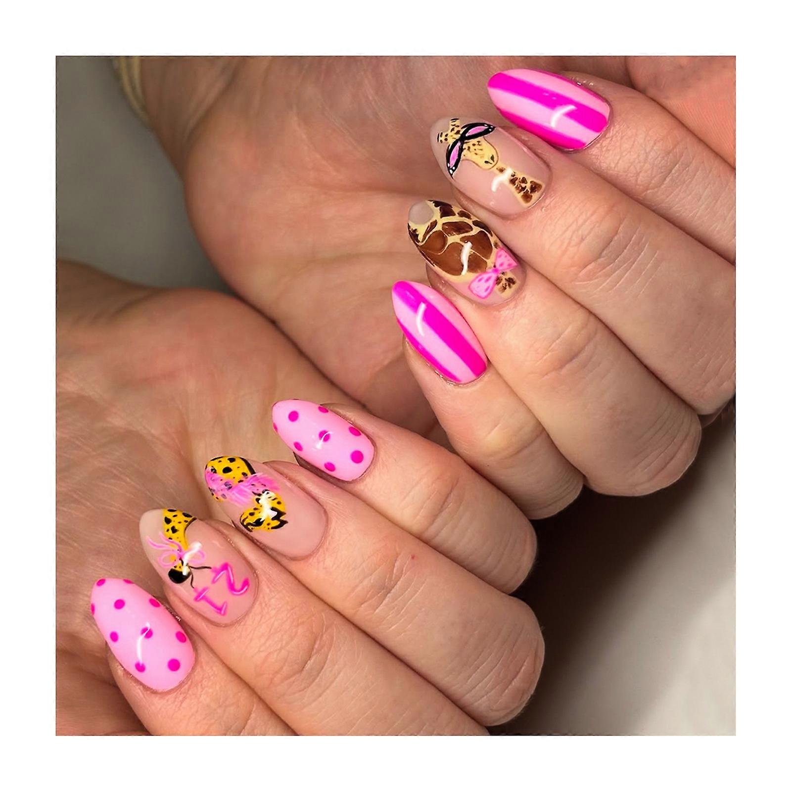 Reusable Leopard Pattern Stick on Nails Full Cover False Nail Set