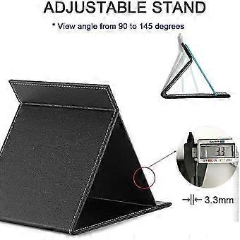 Portable Folding Mirror, Adjustable Ultra-Thin Vanity Mirror with PU Leather Cover, Waterproof, 8-Inch Black for Travel Camping