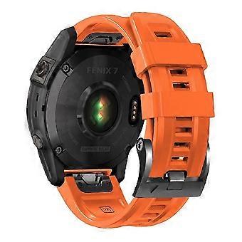 For Garmin Tactix 7 Pro/Fenix 7X/Fenix 6X Pro Silicone Strap 26mm Wristband with Black Buckle(Orange)