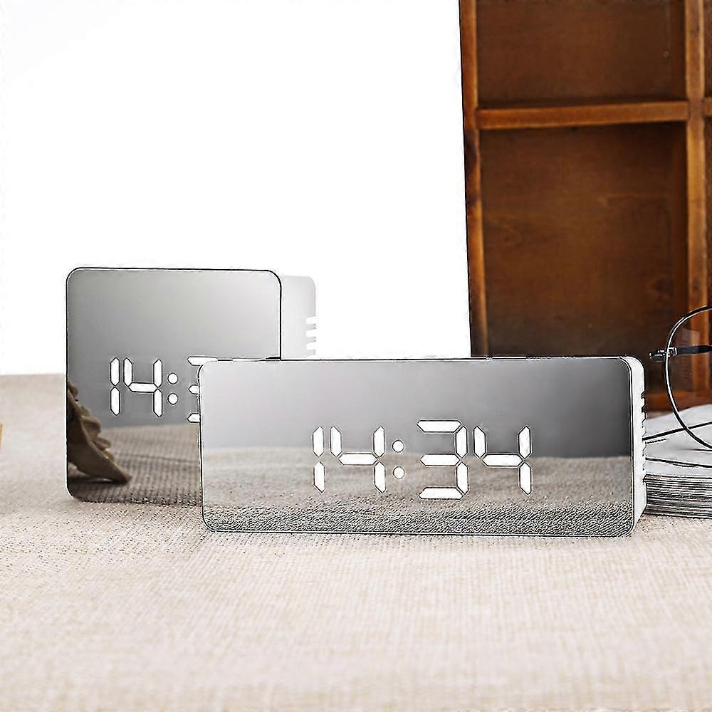 Multifunctional Noiseless Led Mirror Clock Display Time / Temperature