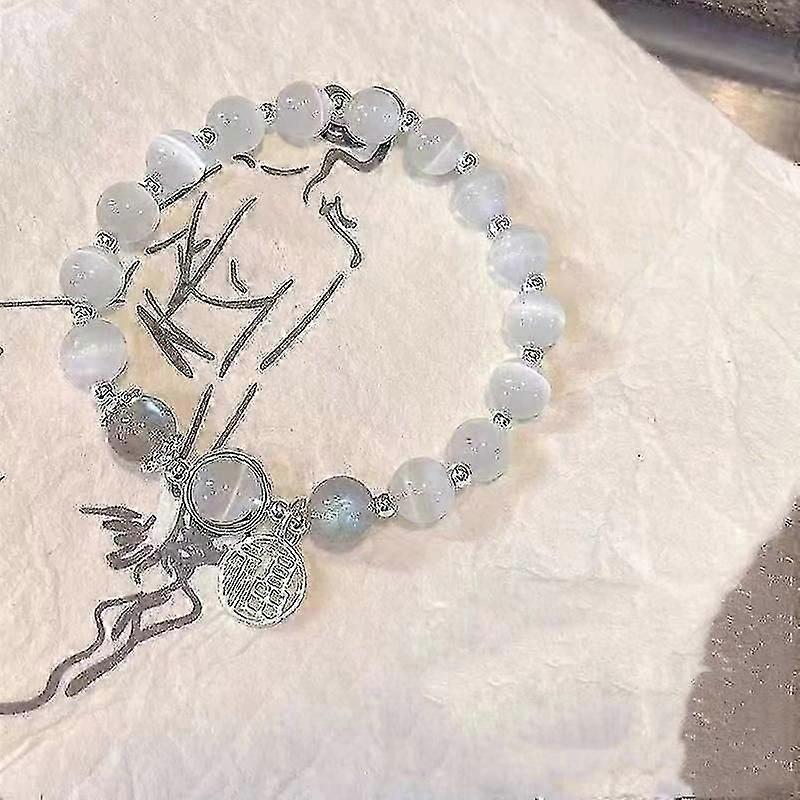 Opal bracelet gemstone beaded stone elastic bracelet