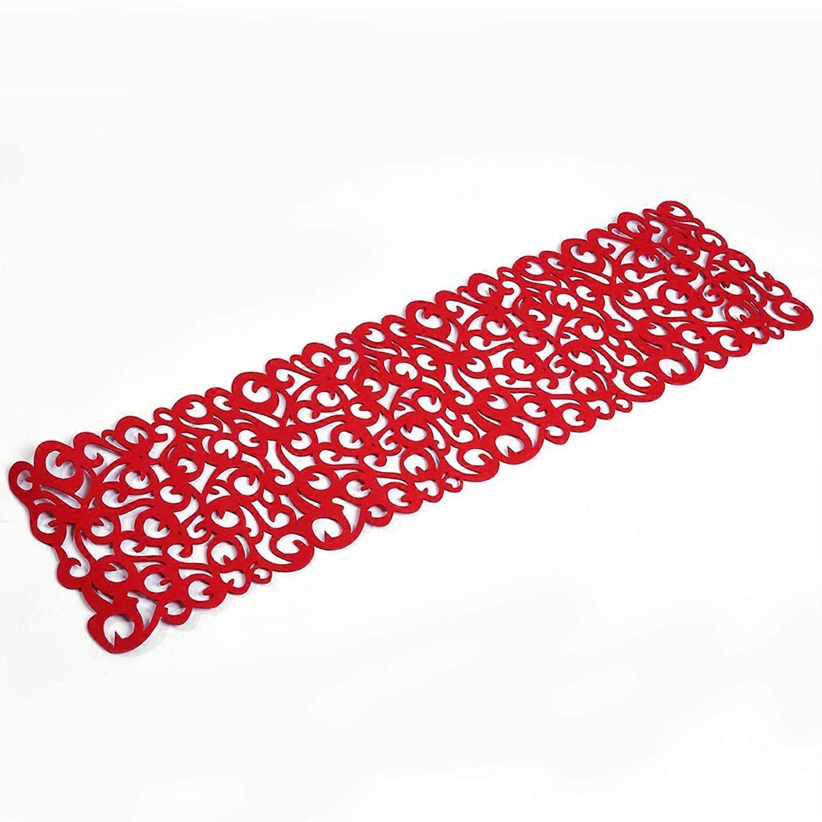 Rectangle Shape Felt Tablecloth Runner Placemats Table Mats Household Decorations(Red)
