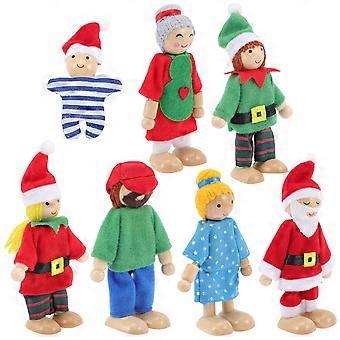 7pcs Wooden Family Doll Toy Play House Dolls Playset Kids Pretend Toy Mini Doll