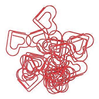 100 graffette carine: graffette a forma di cuore - graziosi segnalibri in metallo rosso per diari da ufficio, scrapbooking e progetti fai da te