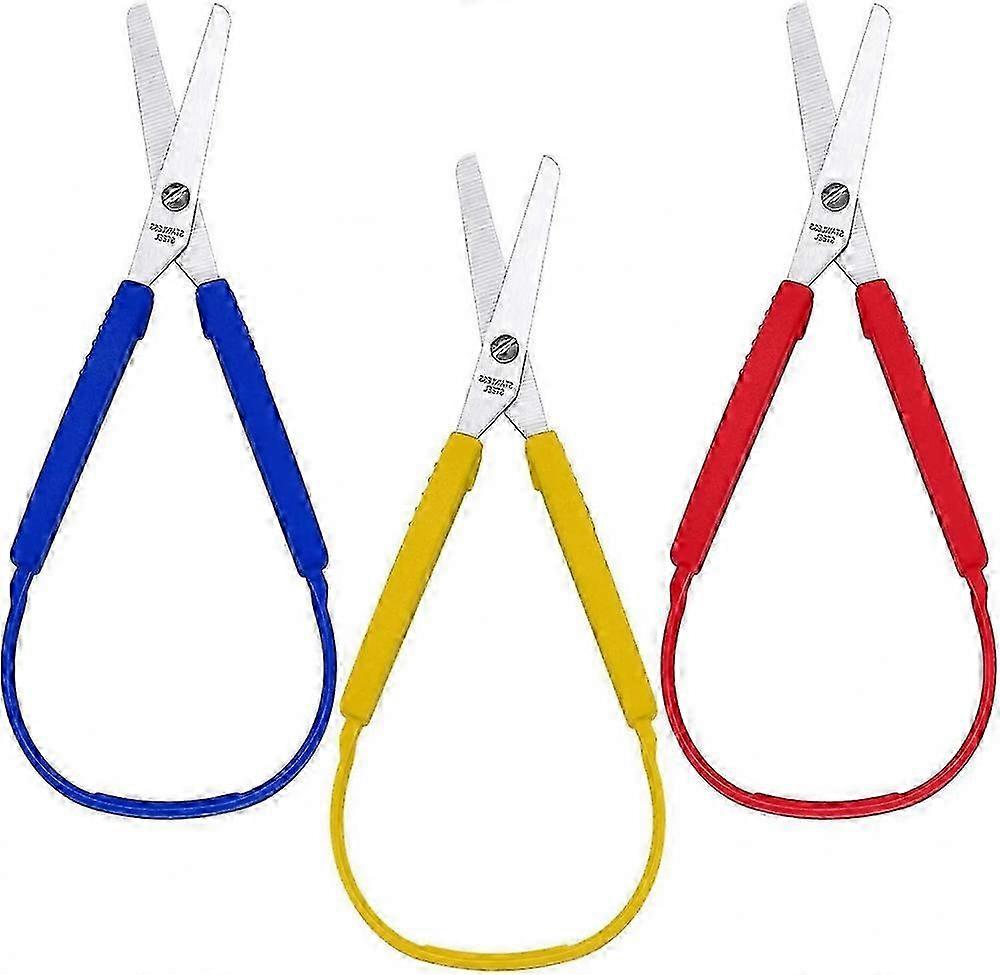 Loop Scissors Colorful Grip Scissors Loop Handle Self-Opening Scissors Adaptive Cutting Scissors