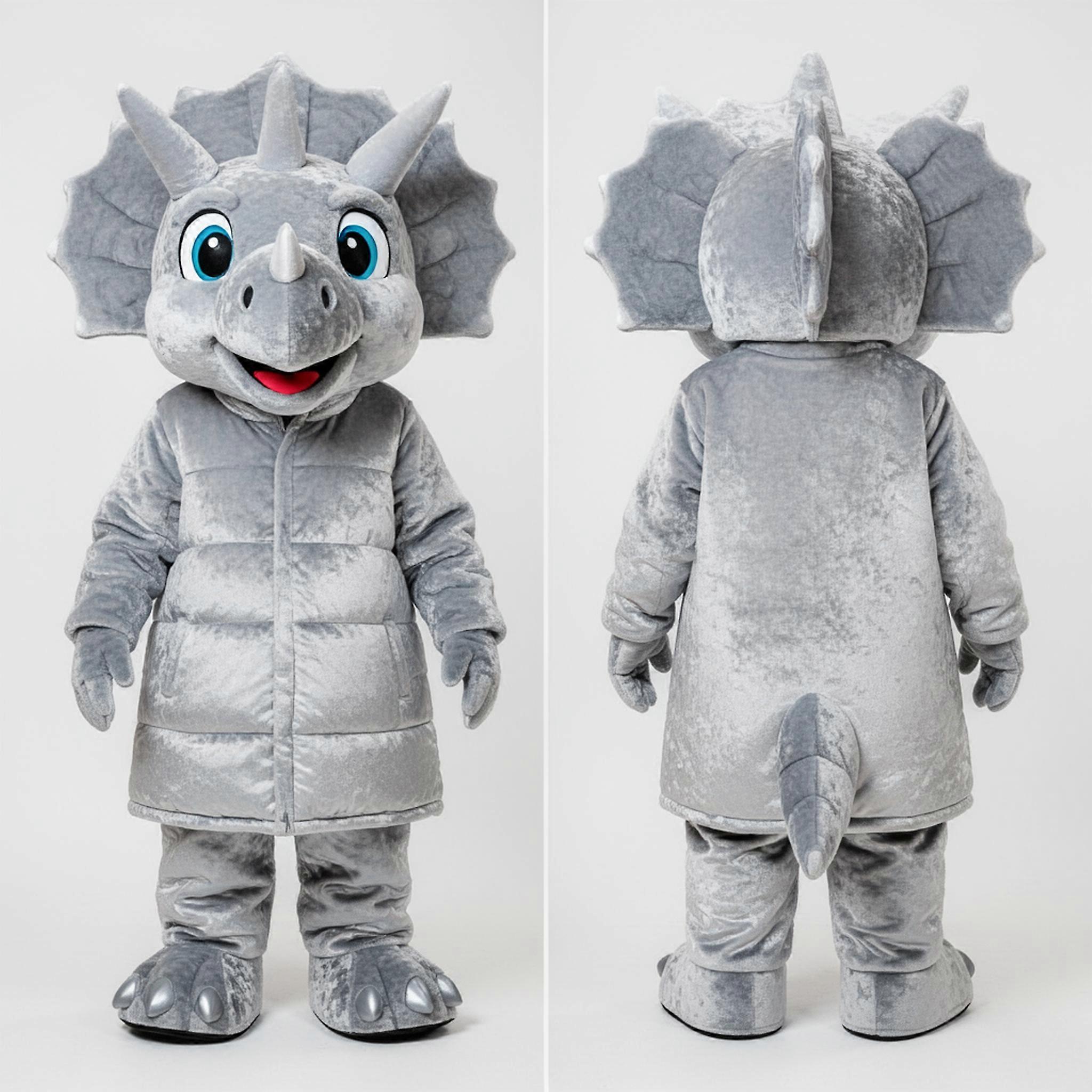 MASTICOT Silver Cartoon Triceratops Mascot