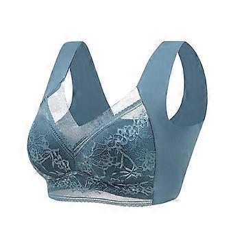 Plus Size Middle Aged Women Wireless Seamless Lace Mesh Bandeau Comfortable Bra