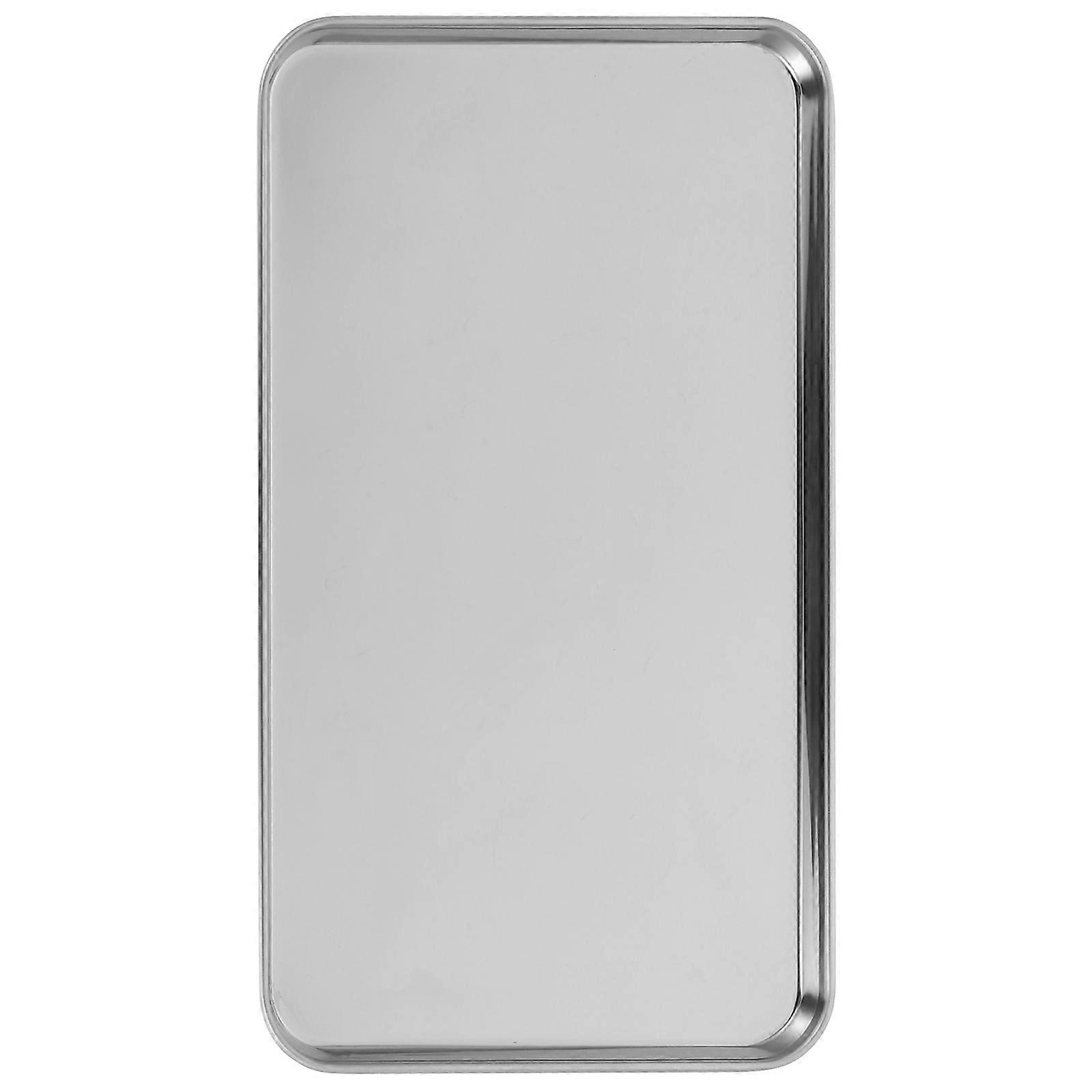 Stainless Steel Plate Serving Tray for Storage Use 4Pcs Flat-Bottom Rectangular Tray