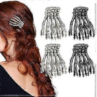 4 PCS Halloween Hair Clips,Metal Goth Hair Clips, Mini Skull Fancy-Good