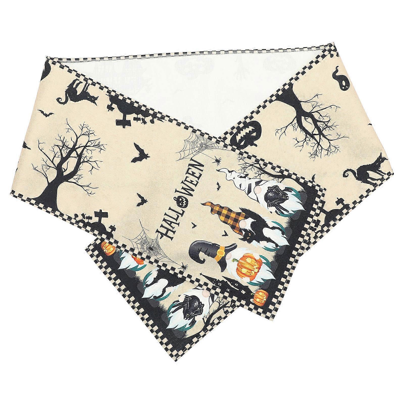 Halloween Table Runner Decor 2Pcs Featuring Gnome Patterns for Parties