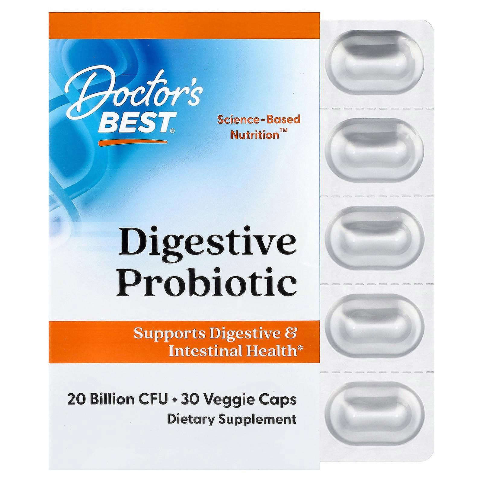 Doctor's Best, Digestive Probiotic, 30 Veggie Caps