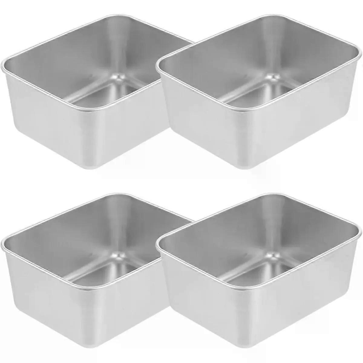 4pcs Stainless Steel Loaf Pan Deep Rectangular Tray for Home Baking