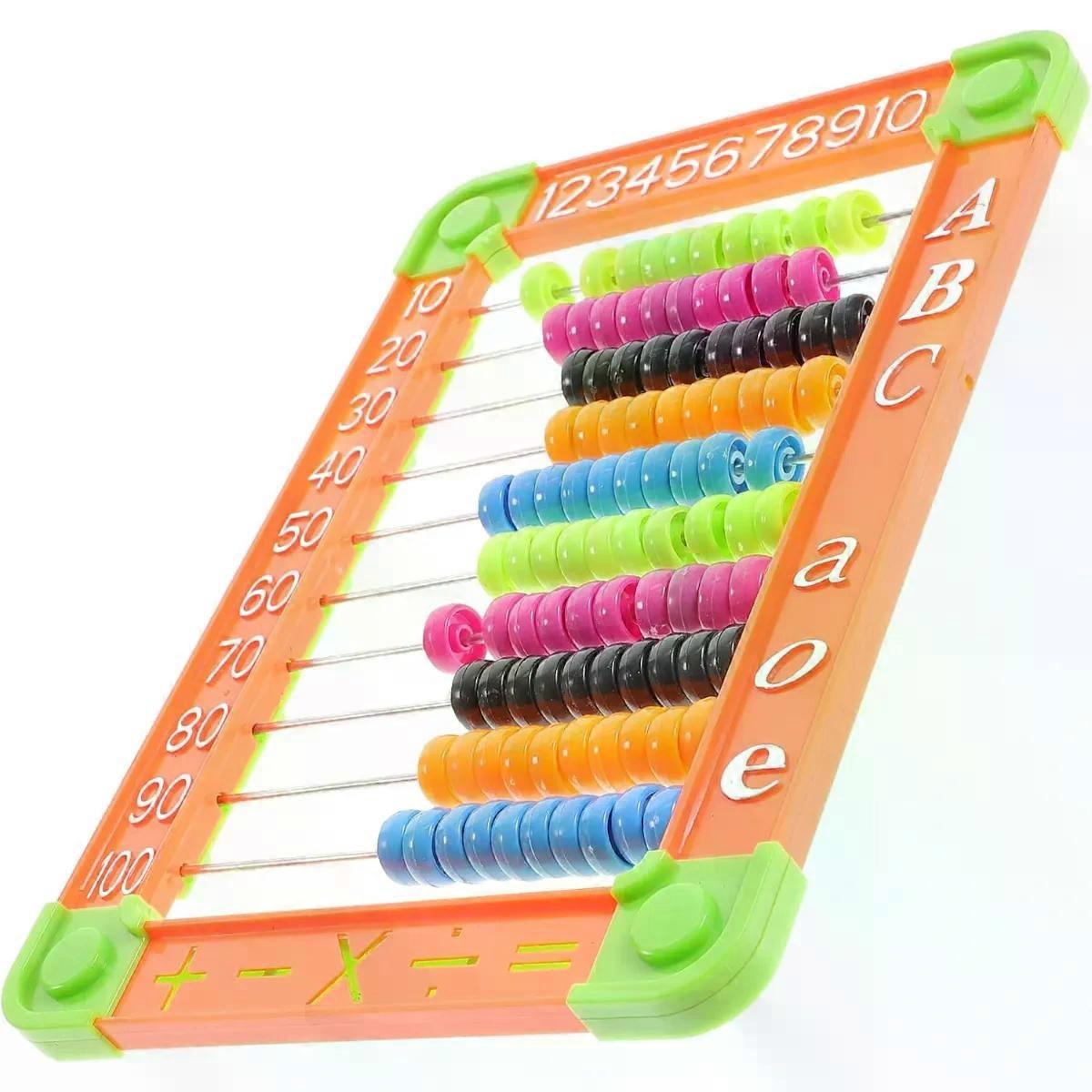 Boy Girl Counting Abacus Toy, 10-Row Plastic Math Learning Tool