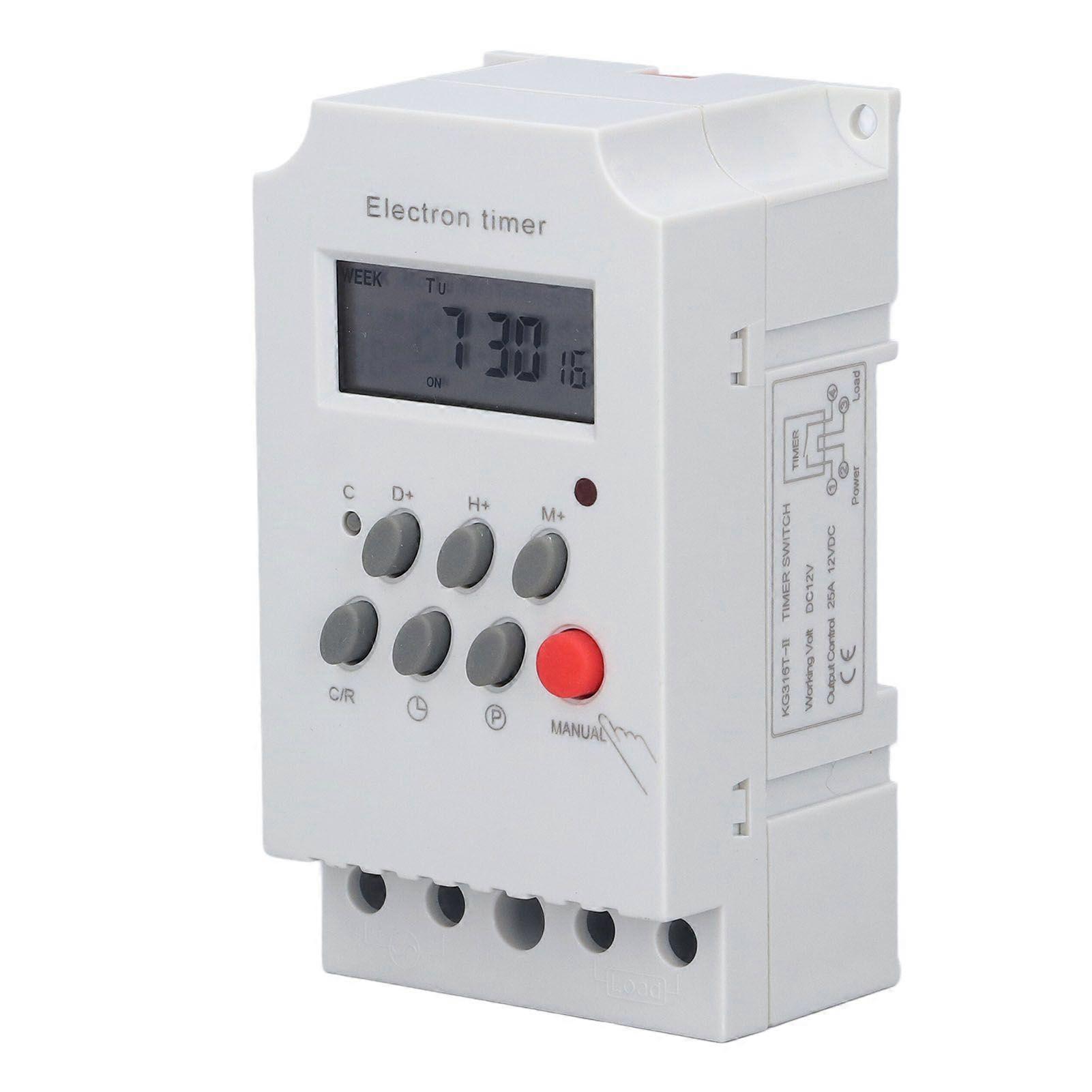 Electronic Timer Switch DIN Rail LCD Microcomputer Electron Intelligent Controller KG316TII(DC 12V ) YEMAA
