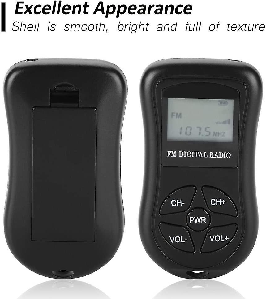 Pocket Radio, Portable Lcd Display Digital Radio Mini Fm Radio With Earphones And Lanyard Small Handheld Battery Operated Wireless Radio For Walking