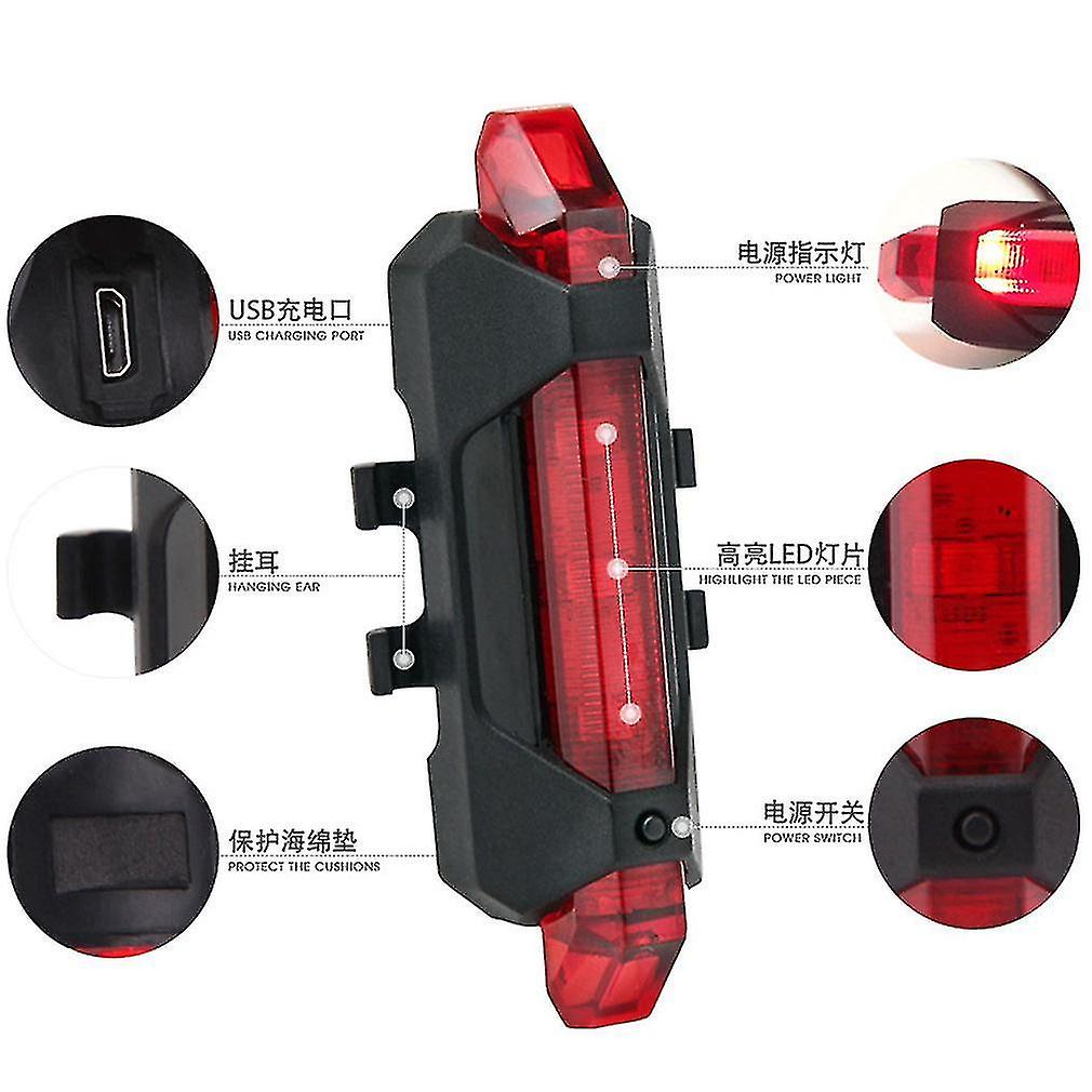 Usb Rechargeable Led Cycling Tail Rear Bicycle Light Folding Light Red Light