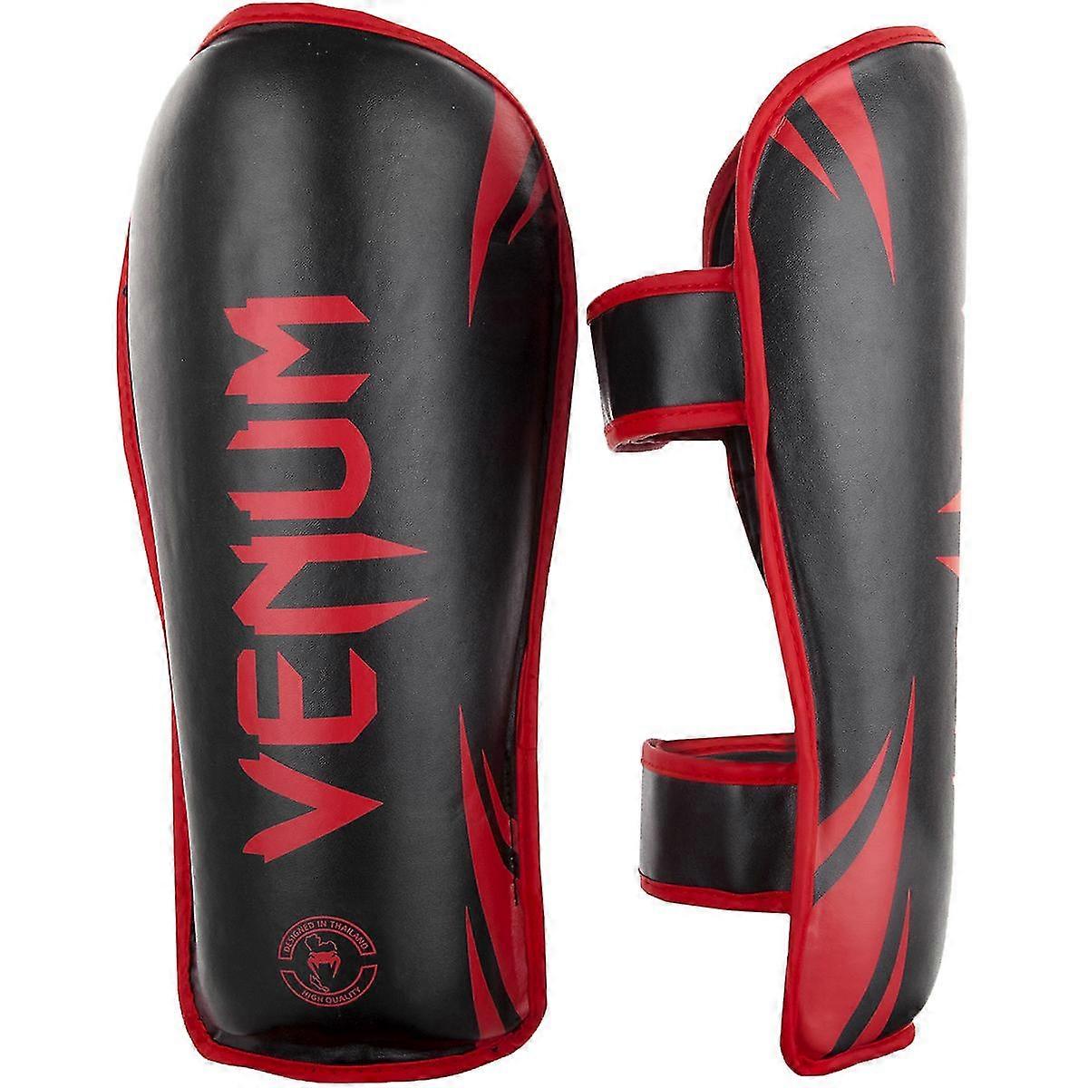 Venum Challenger Hook and Loop Shin Guards - Black/Red