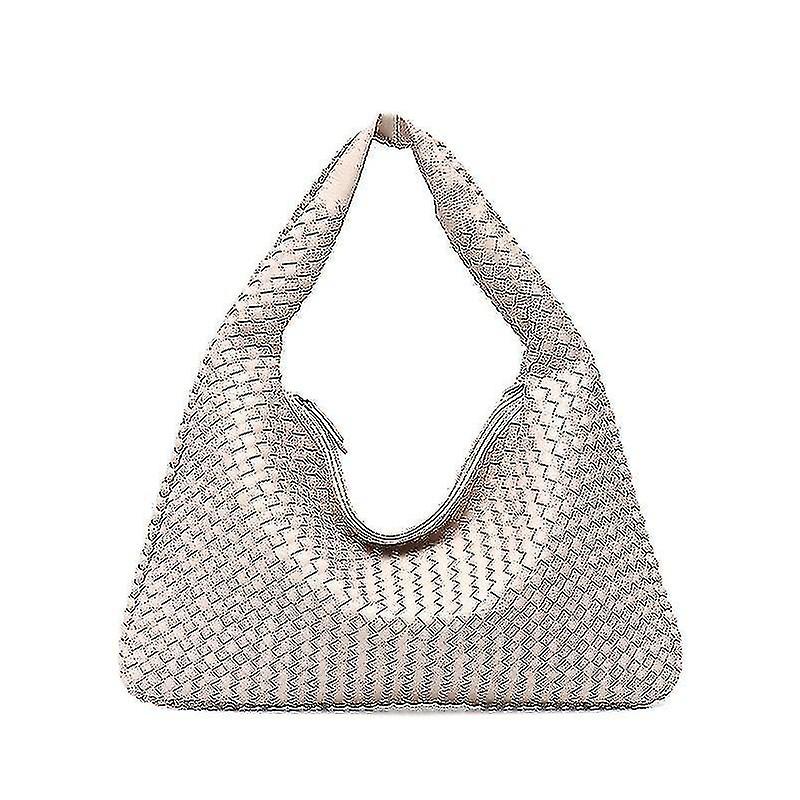 Sac Hobo en cuir Fait à la main Tissé Décontracté Femme Sac à main Grande Capacité Patchwork Fermeture Éclair Femmes Épaule B