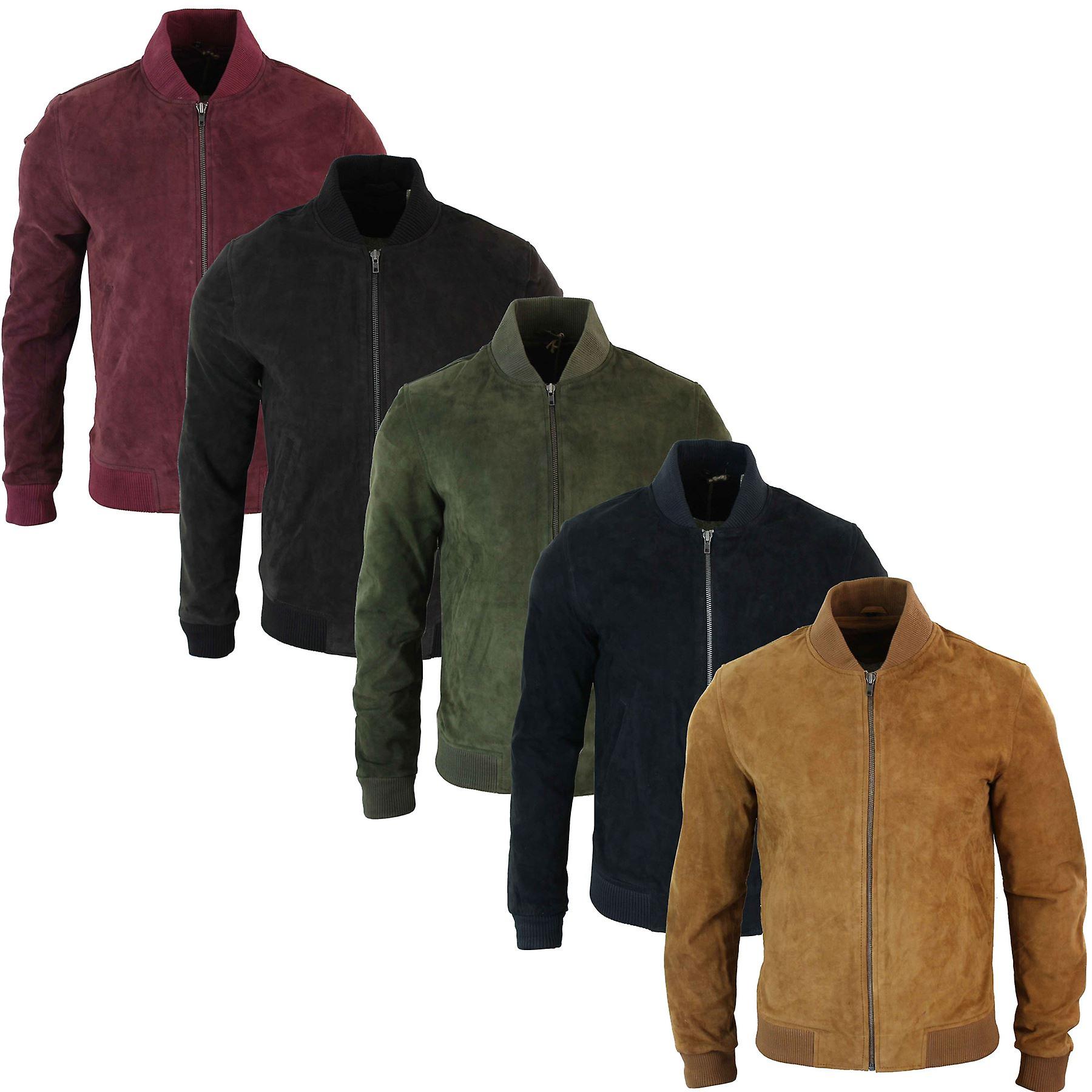 Men's Real Suede Leather Varsity Bomber College Jacket Classic