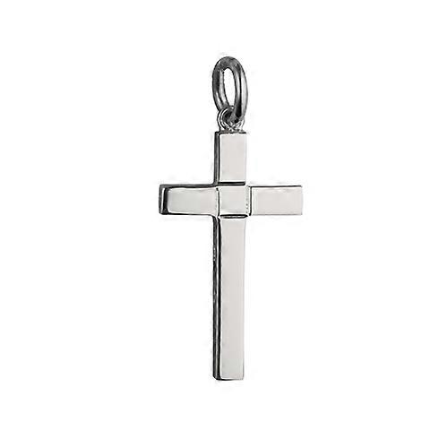 Silver 25x15mm engine turned centre square solid block Cross