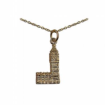9ct Gold 20x11mm Big Ben Pendant with a cable Chain 20...