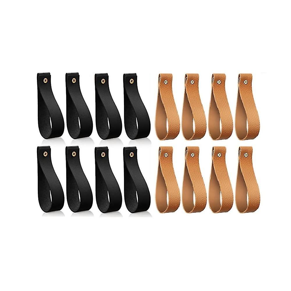 16 Pcs Artificial Leather Wall Hooks Wall Hanging Strap Loop For Hanging Leather Strap Hangers