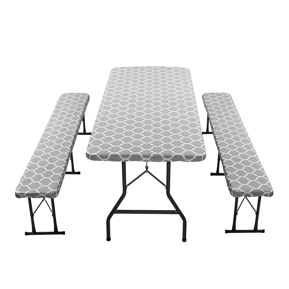 Protect Your Patio And Picnic Tables With Our 3-piece Pvc Flannel Stretch Table Cover - Waterproof Dust-proof And Stylishly Printed!
