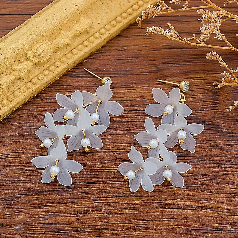 Women earring girl stud ear Drop Exknl Multicolored Resin Flower Long Drop Designs Bohemia Handmade