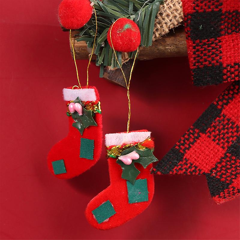 Mini Red Christmas Sock Model Christmas Tree Hanging Pendant Doll House Decor